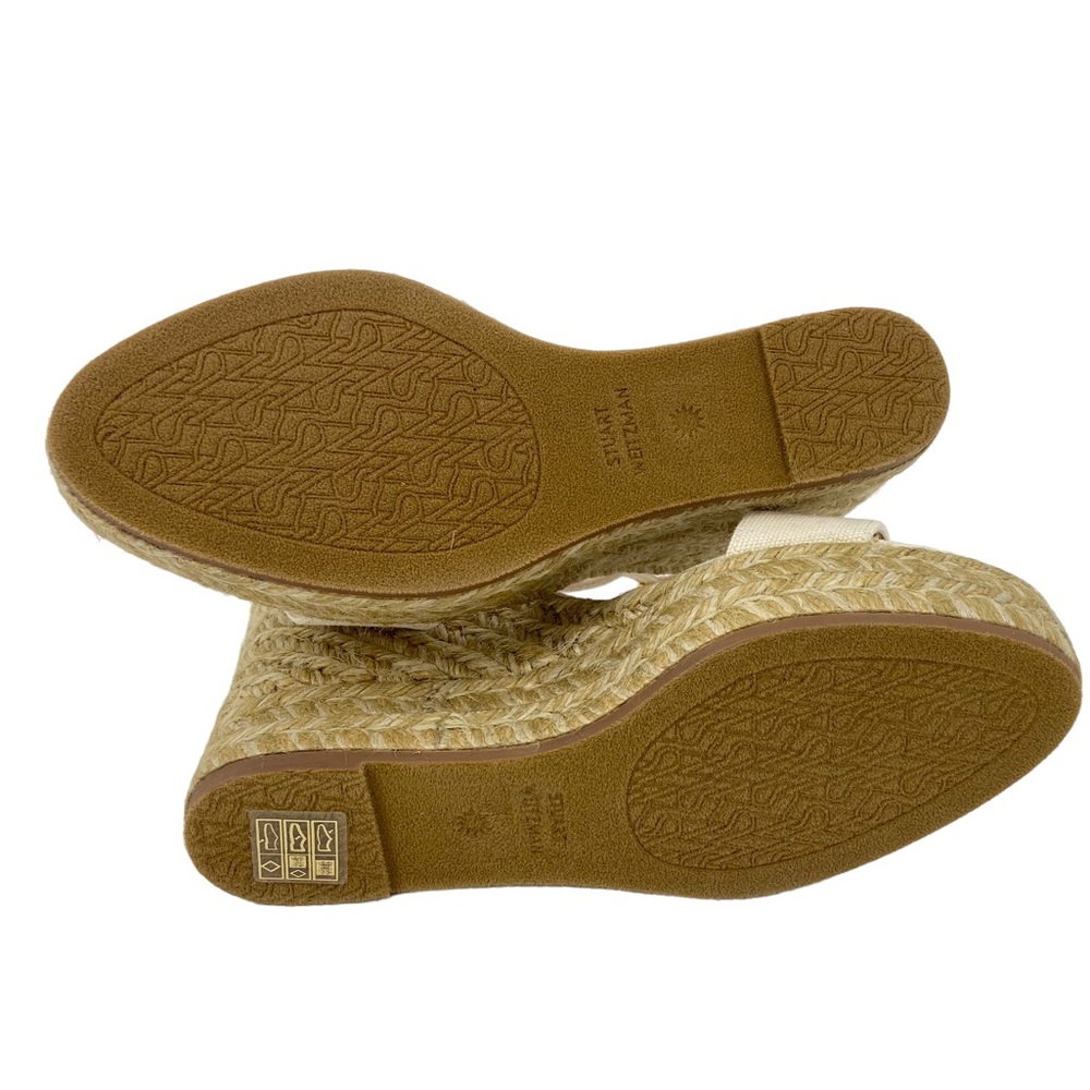 Stuart Weitzman Floria Wedge Platform Espadrille Sandals in Natural Wide Sizes - Picture 11 of 14